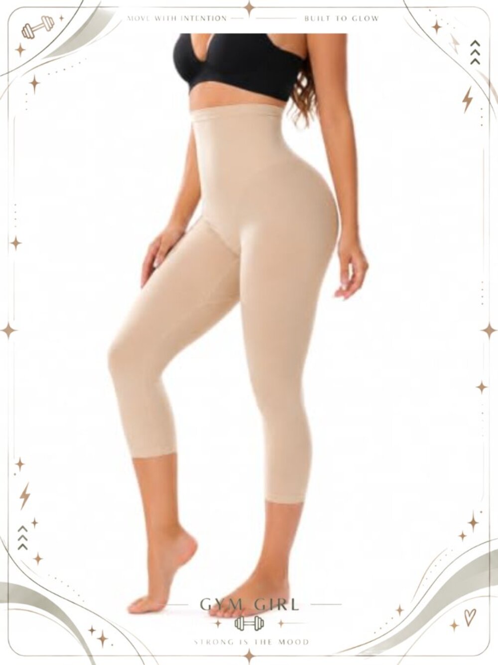 High Waisted Capri Leggings Seamless Shapewear Tummy Control Compression